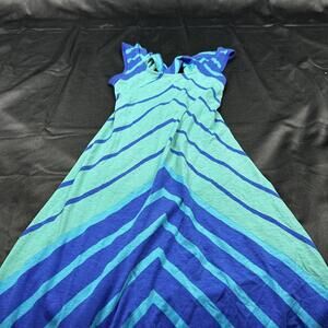 Made for Me to Look Amazing WOMENS Blue Green Maxi Dress Crisscross Back Size S